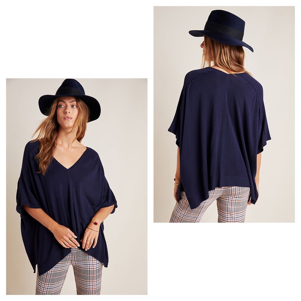 {Anthropologie} Clara Knit Top Navy size XXS
